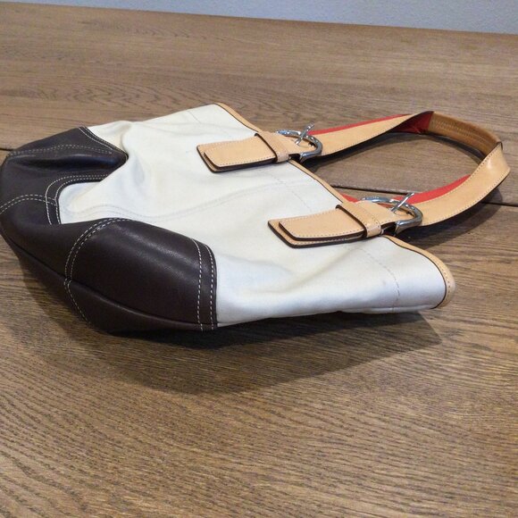 Coach brown leather and canvas bag - Picture 4 of 12